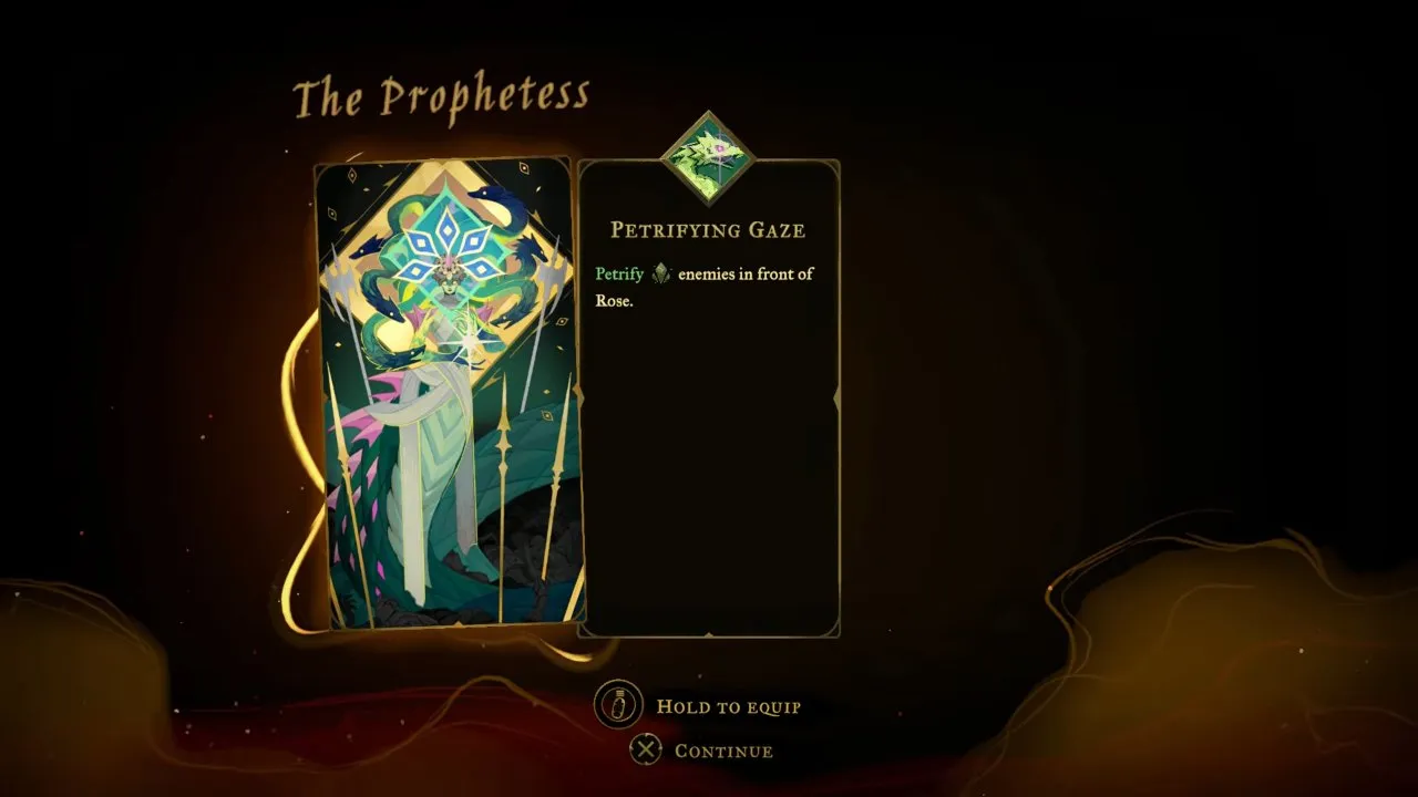 Castlevania: Belmont's Curse Medusa reward, The Prophetess card and Petrifying Gaze description