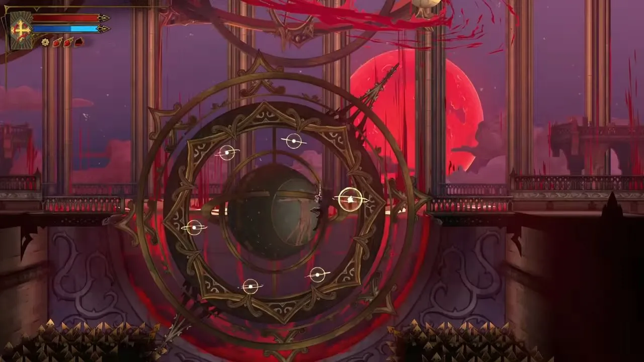 Castlevania Belmont's Curse Observation Tower route with Rose beside a globe and its glowing bounce points