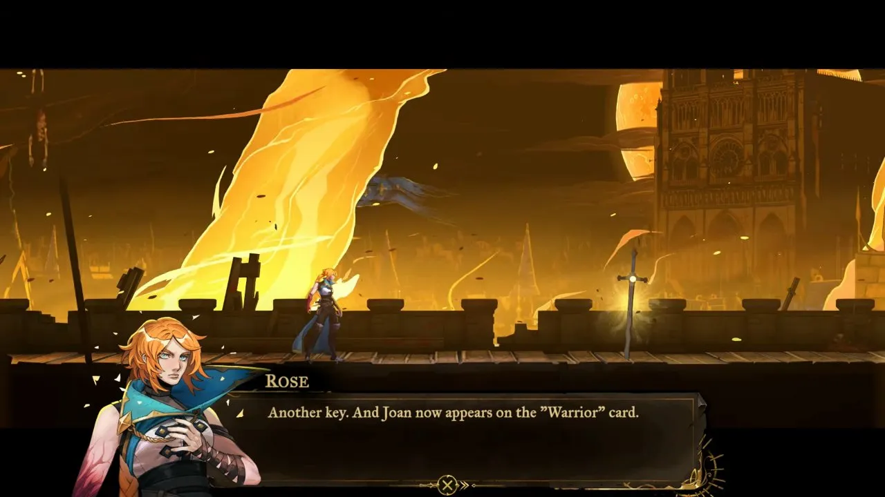 Castlevania: Belmont's Curse Joan of Arc reward dialogue naming another key and the Warrior card